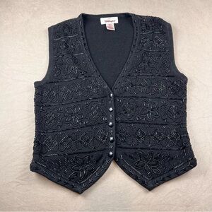Worthington Black Embroidered Vest vintage